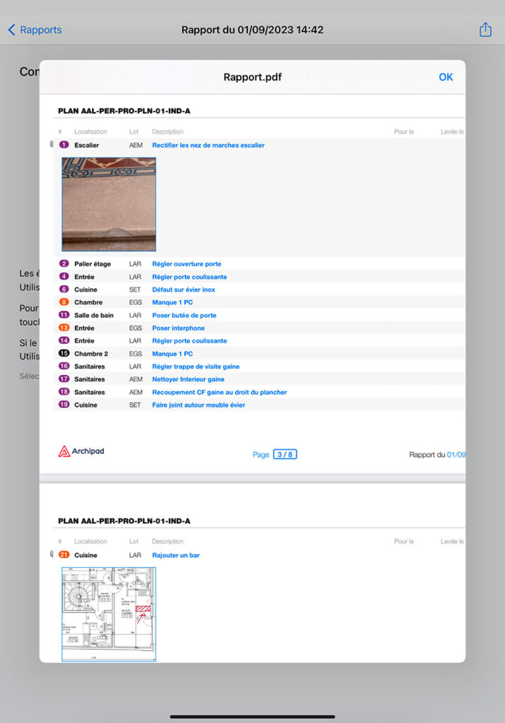 Extrait d'un rapport sur Archipad